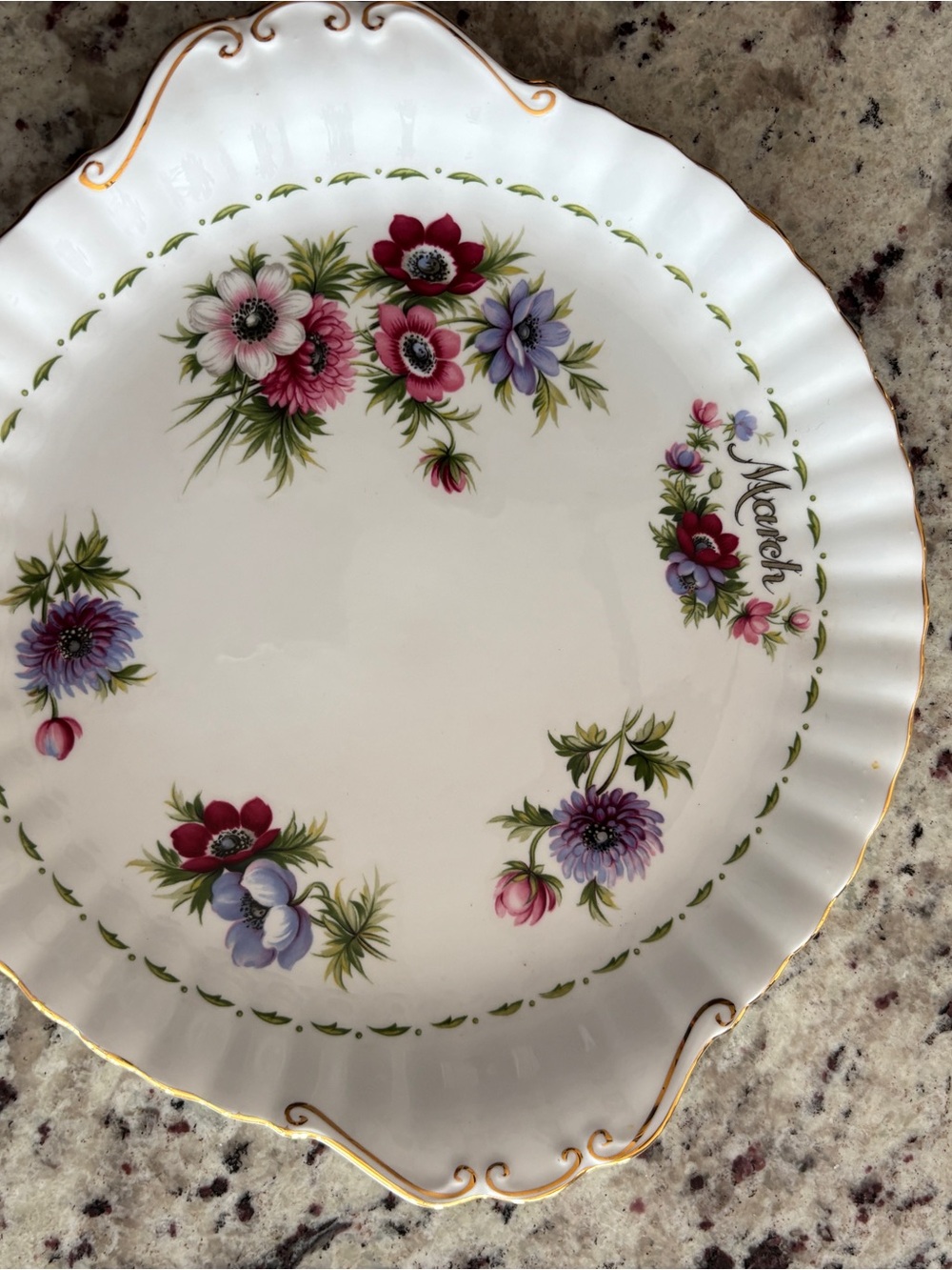 Royal Albert White Plate with Pink, Red and Purple Floral Sprays